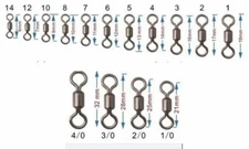 Barrel Rolling Swivels Super Strong sizes 3/0 down to #12 Good Quality