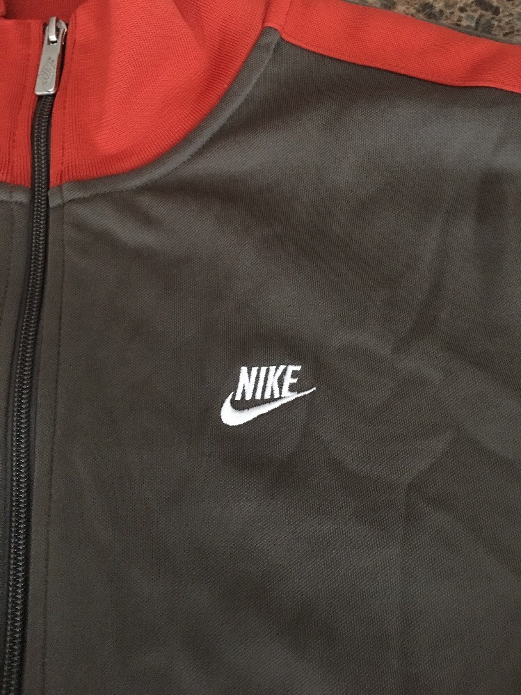 Nike Mens Brown/Orange Zip Front Warm Up Athletic Track Jacket