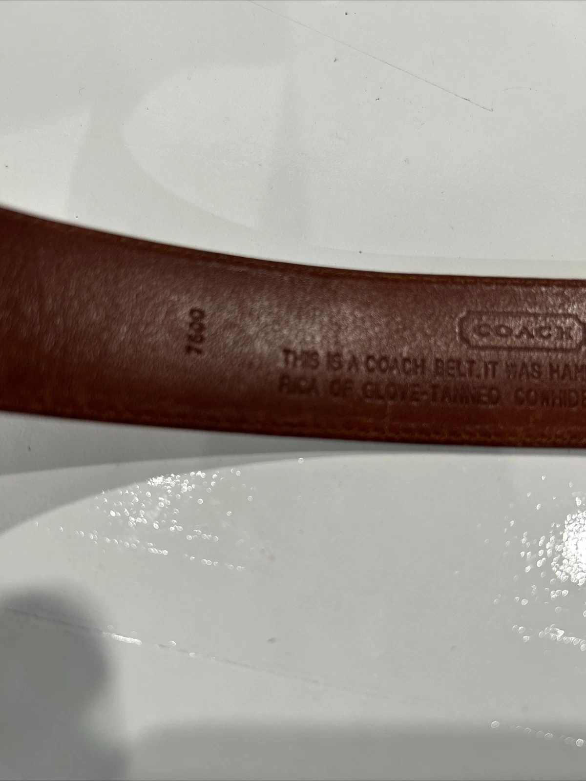 Coach Guanto da cintura in pelle marrone marrone marrone conciato ottone massiccio 7600 uomo 36