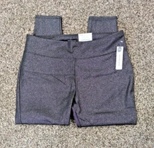 Leggings Pants Sz XL Metallic Gray/Blk Back Pockets Rayon Blend Shiny WESTBOUND