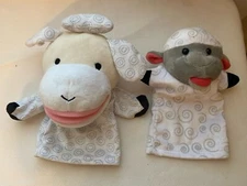 Lot 2 Hand Puppets Cow Plush Evriholder Big Mouth Melissa & Doug Lamb (No Tag)