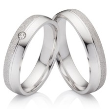 2 Partnerringe Trauringe Eheringe Silberringe mit Diamant Ring Gravur S7000