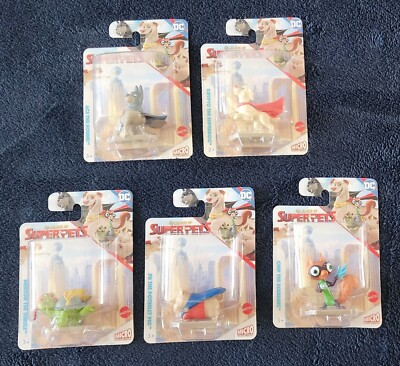 Brand New- SUPER PETS - BIRTHDAY CAKE TOPPER FIGURE FIGURINES SET OF 5 BY MATTEL