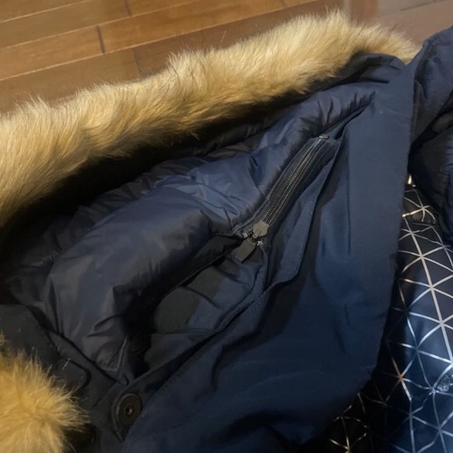 THE NORTH FACE Navy DOWN JACKET Fur w/Hood size L good condition R692 - Picture 7 of 24