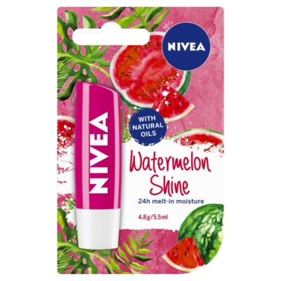Nivea Lip Care Watermelon Shine 4.8g 5.5mL 24 Hour Protection