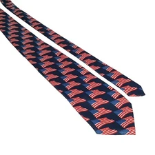 René Chagall Mens American Flag Necktie Hand Made Silk Red White Blue Election