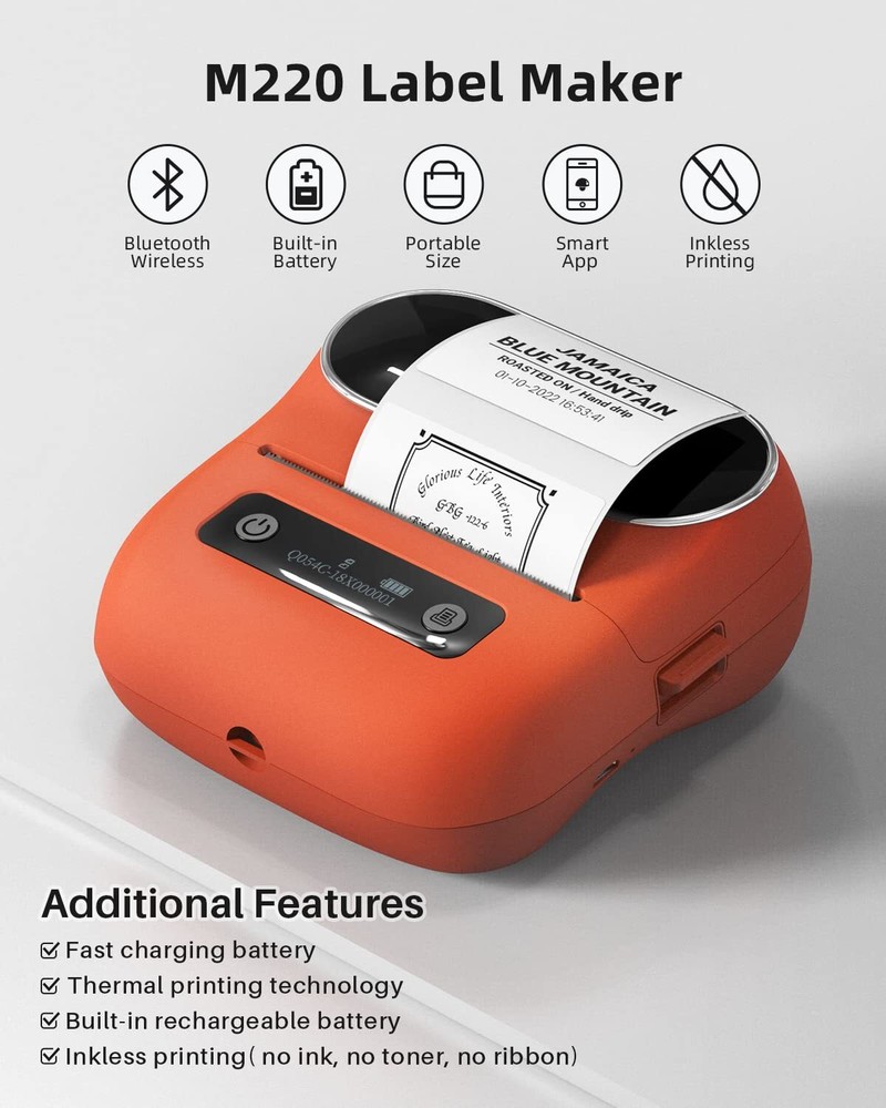 Bluetooth Thermal Label Printer M220 for Barcodes & Address Labels Bluetooth Thermal Label Printer M220 for Barcodes & Address Labels