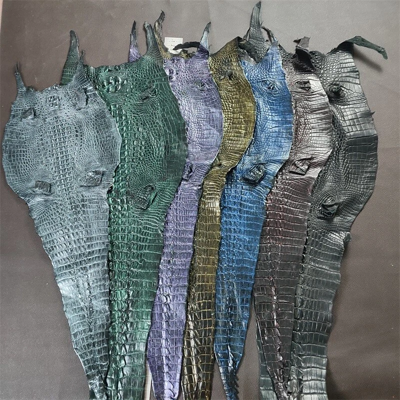 Piel de cocodrilo de cocodrilo real piel exótica piel suave hágalo usted mismo artesanía multicolor Foto 3 de 4