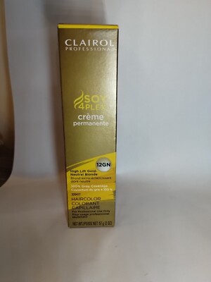 Clairol SOY4PLEX Permanent Hair Color Cream Creme 2 oz 12G High Lift Gold Blonde