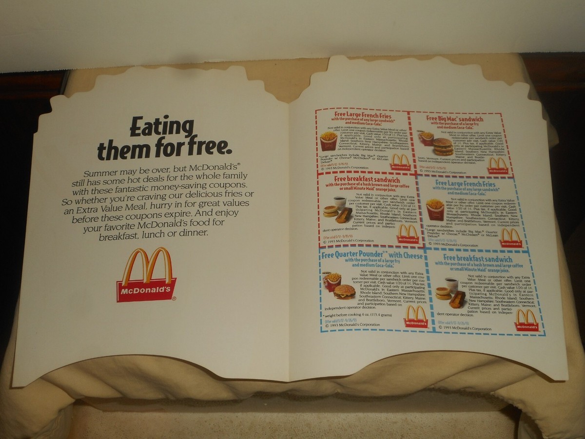1993 イギリス マクドナルド 特大 ヴィンテージ パズル 印刷物 Vintage 1993 McDonald's Box of Large French Fries Paper