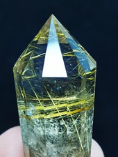 12 Side Golden Hair Rutilated Quartz Crystal Double Wand Terminated