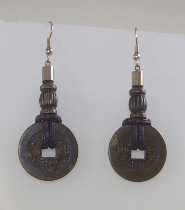 Antique Asian Coin Earrings Replia