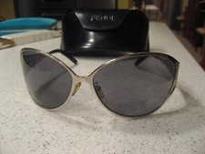 Fendi Sunglasses FS361 Silver Frames Black Lenses Made in Italy