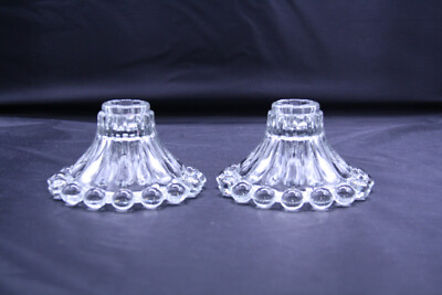 Berwick Clear Taper Candle Holder Glass Set of 2 Anchor Hocking Bubble