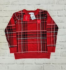Boy's Size 5 Charter Club Plaid Family Sweater In Red-NWT