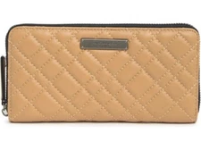 Kurt Geiger London Quilted Leather Zip Around Wallet, Light Pastel/ Brown NWT