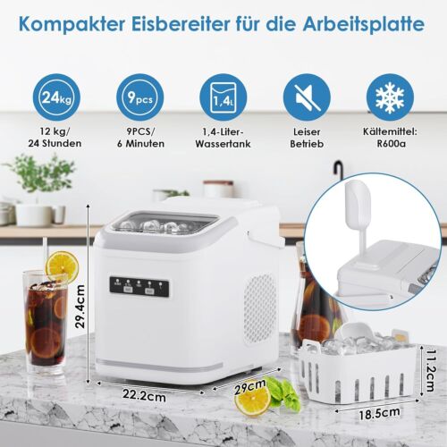 Eiswürfelmaschine Eiswürfelbereiter Icemaker Ice Maker Machine 2 Eiswürfel-Größe - Afbeelding 2 van 19