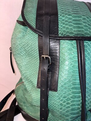 Dries Van Noten - Green Leather Payton Embossed XL Backpack | eBay