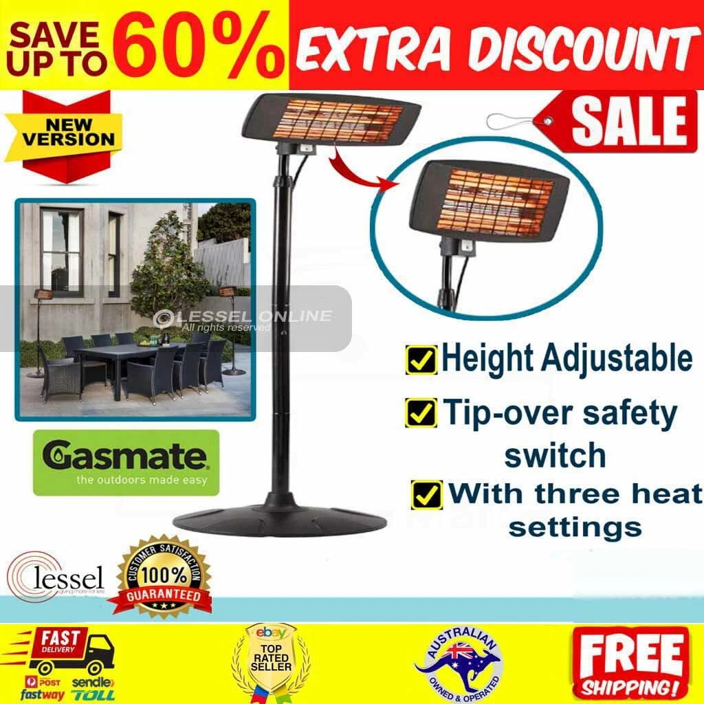 Gasmate 2000W Electric Patio Heater Stand Adjustable Height Outdoor Floor  Black | eBay