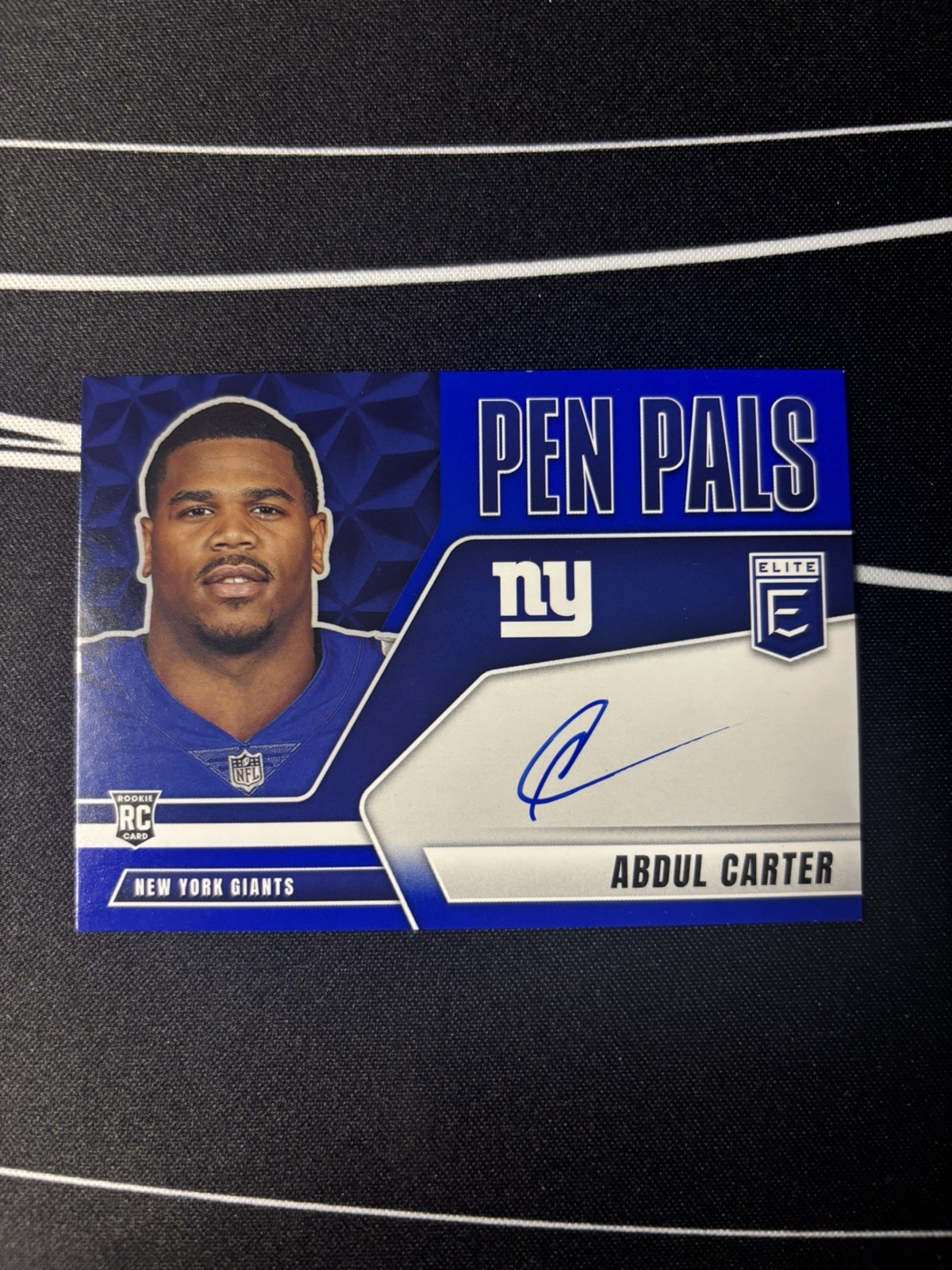 2025 Dunruss Elite Abdul Carter Pen Pals RC Blue Ink On Card Auto NY Giants 