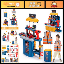Kids Tool Bench Set with Electric Drill - 3 Modes Pretend Construction Toys for
