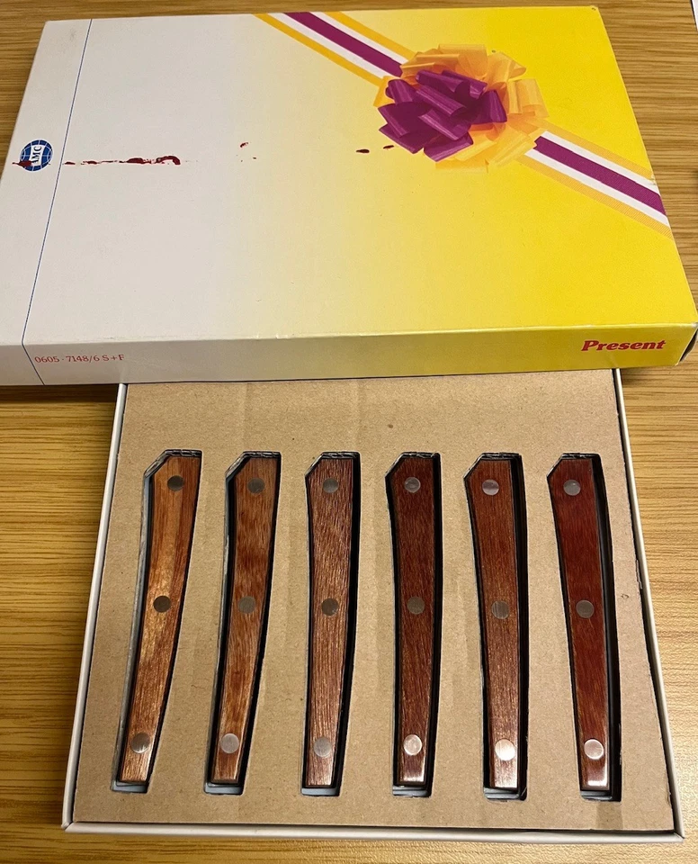 NEU / unbenutzt AMC Steakmesser & Gabeln (2 x 3 Stück) mit Pakkawoodgriff - Bild 2 von 4