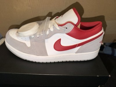 Nike Air Jordan 1 Low SE Light Smoke Grey Gym Red UK 8 US 9 EU 42.5 Trainer Neu