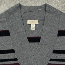 LOFT Outlet Striped V-Neck Pullover Sweater Top Women's XS Gray Black White