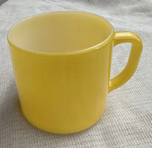 Vintage Federal Milk Glass 8 Oz Yellow Heat Proof Coffee Mug