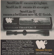 1979 Vintage Print Ad Weaver Scope Steel-Lite II Rifle Gun Micro-Trac Fogproof