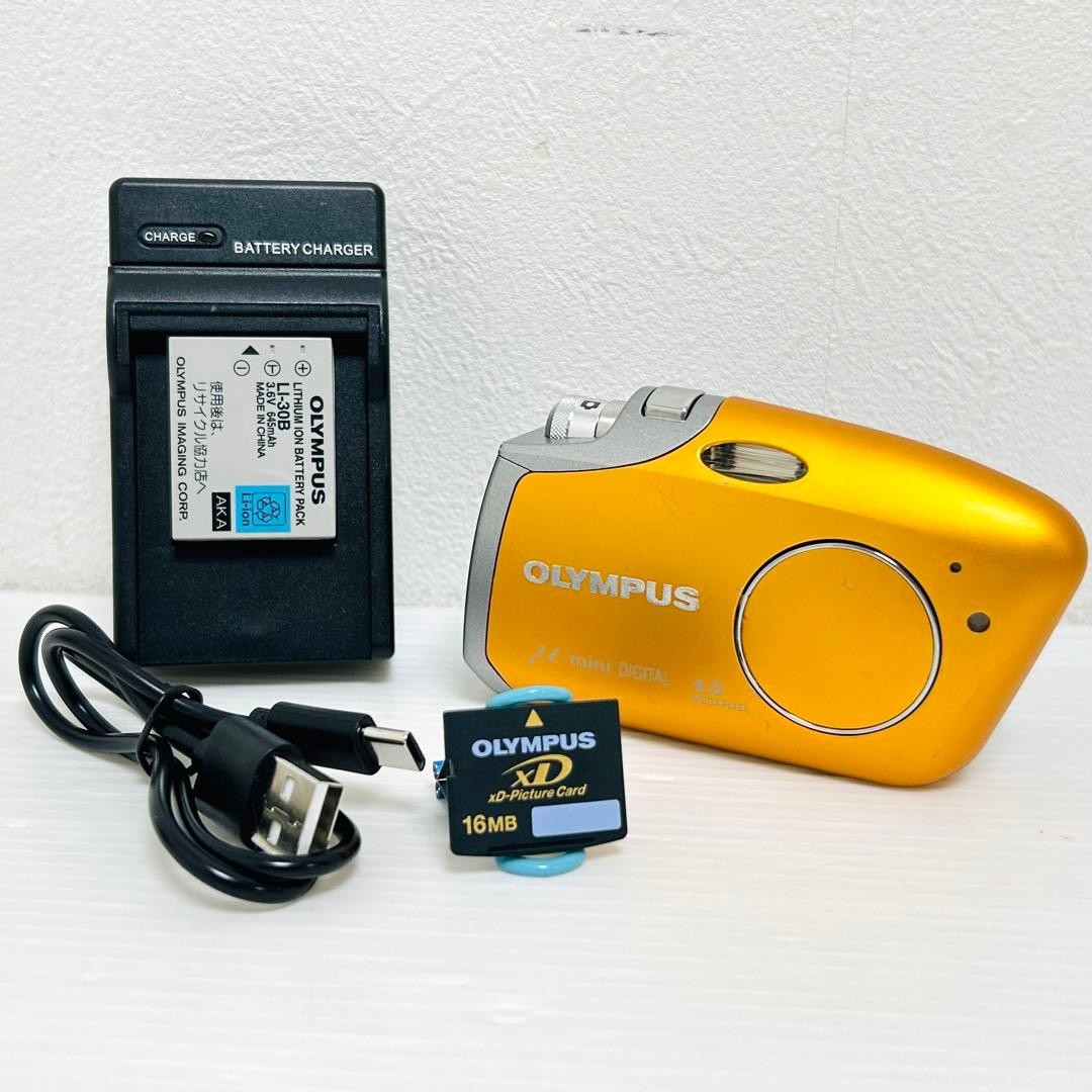 【動作確認済み】OLYMPUS μ-mini DIGITAL オレンジ OLYMPUS μ-mini Orange Compact Digital Camera Tested Working Seller