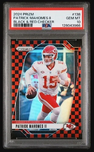 Patrick Mahomes II 2024 Prizm Black & Red Checker #138 Kansas City SSP  PSA 10