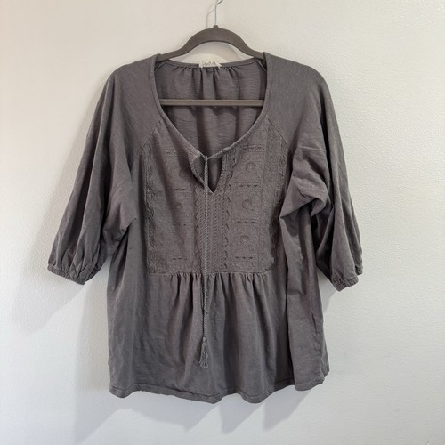 Jane and Delancey Tropical Silver Short Sleeve Top Size 1X (Plus) - 44