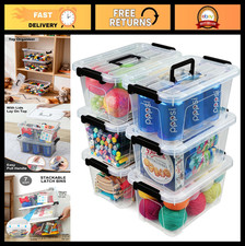 Stackable Plastic Storage Bins with Lids - 6 Pack, 7 Quart Clear Organizers for