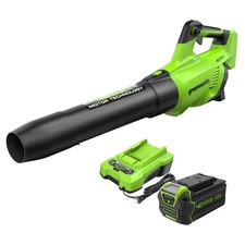 Greenworks 40V Cordless Leaf Blower (550CFM 130MPH) with 4Ah Battery and Charger