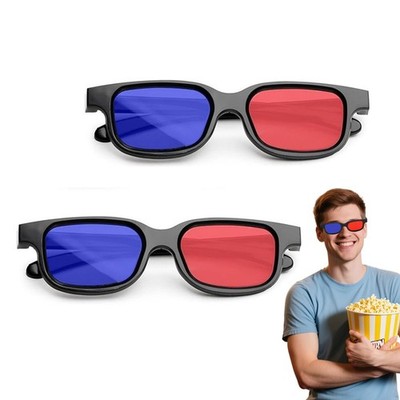 2pcs 3D Glasses, 3D Glasses, 3D Glasses for TV, Glasses with Music, Red U...