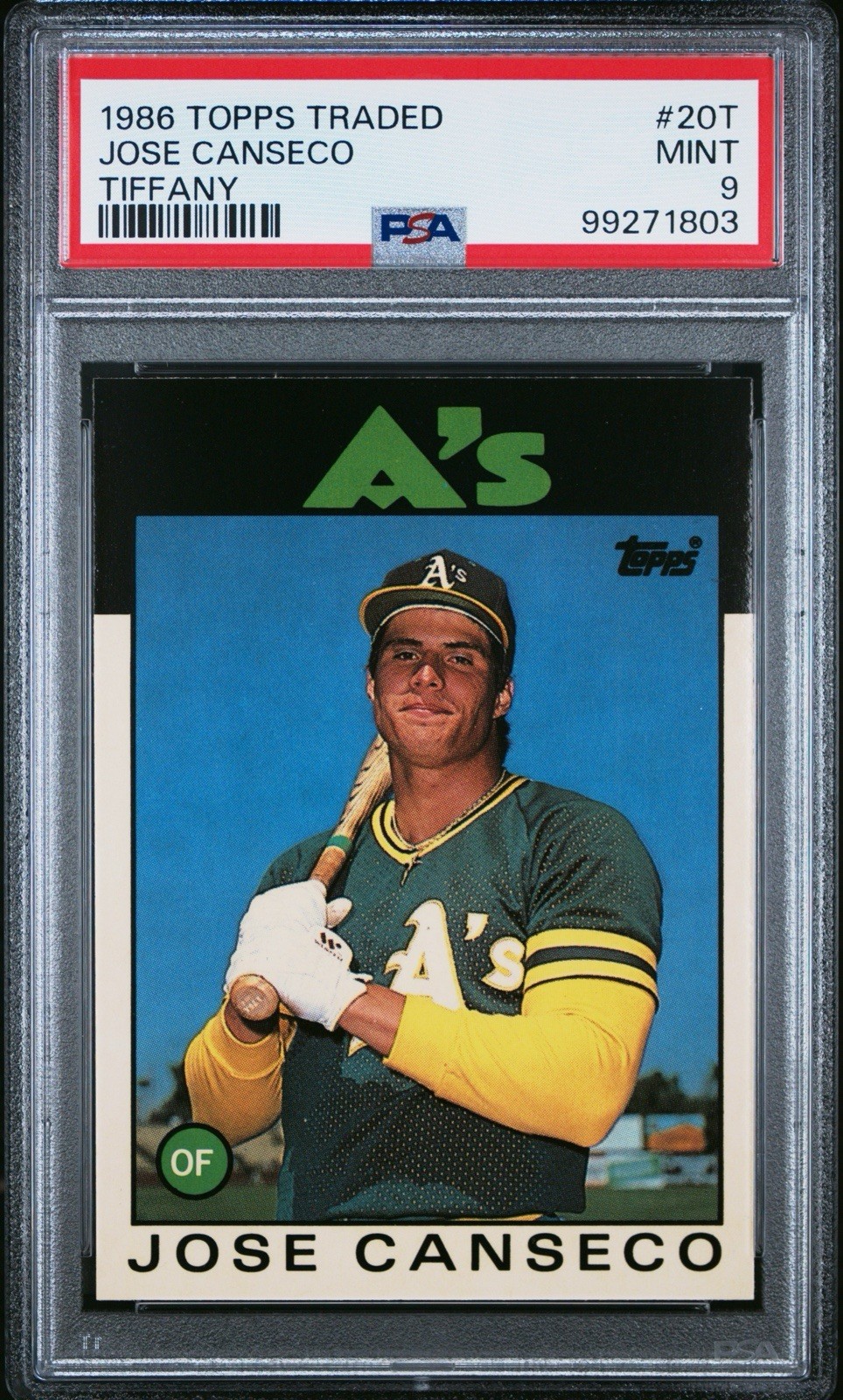 1986 Topps Traded Tiffany #20T Jose Canseco RC PSA 9 MINT
