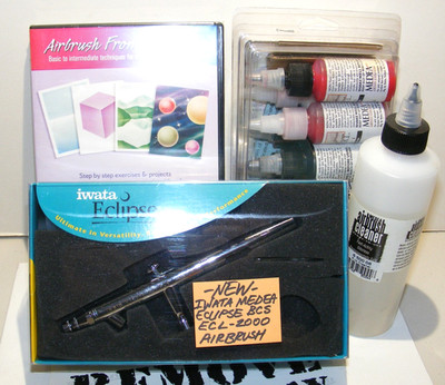 NEW IWATA MEDEA ECLIPSE HP-BCS ECL-2000 DUAL ACTION SIPHON FEED AIRBRUSH +DVD