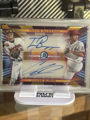 Travis Bazzana / Chase Burns [Gold Refractor] #PDA-BB 2024 Bowman Draft Prospect Dual Autograph card
