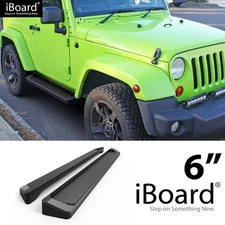 Running Board Style Side Step 6in Aluminum Black Fit Jeep Wrangler JK 2Dr 07-18