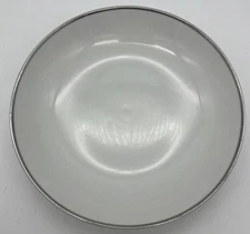 Harmony House Moderne Soup Bowl White China Silver Rim Dinner Party Elegant