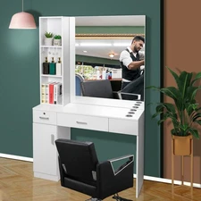 Wall Mount Barber Salon Station with Mirror for Hair Styling Makeup Beauty Spa