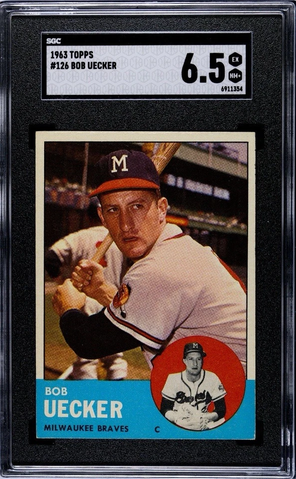 1963 Topps #126 Bob Uecker SGC 6.5 EX-NM+ Milwaukee Braves Brewers HOF - Image 2 of 3