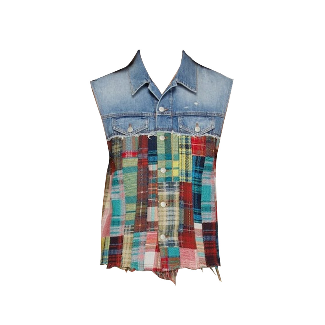 Acne Studios Multicolor Patchwork Vest Mid Blue O… - image 1