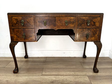 WRITING DESK Walnut Burr 5 Drawer Dressing Table Claw Ball Feet FREE DELIVERY