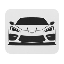 C8 Mouse Pad Front View Line Art Desk Mat Chevy Sports Car Gift for Fans