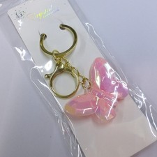 Crystal Collection Butterfly Keychain Gold Lobster Clasp Bag Charm / 26677