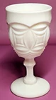 Early Vintage L.E. Smith Geometric Pattern Milk Glass Goblet 6.5"