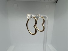 14K Solid Gold Heart Hoop Earrings Lightweight Romantic Shape Snap Closure