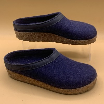 Haflinger Women s Blue Slip On Cozy Wool Clogs (EU 36) Size US 5